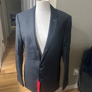 Hugo Men's Two Button Blazer 40L Dark Gray New With Tag
